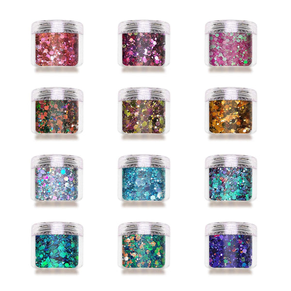 Chunky Glitter - Chameleon Kleuren (12 stuks/ 10g per flesje)